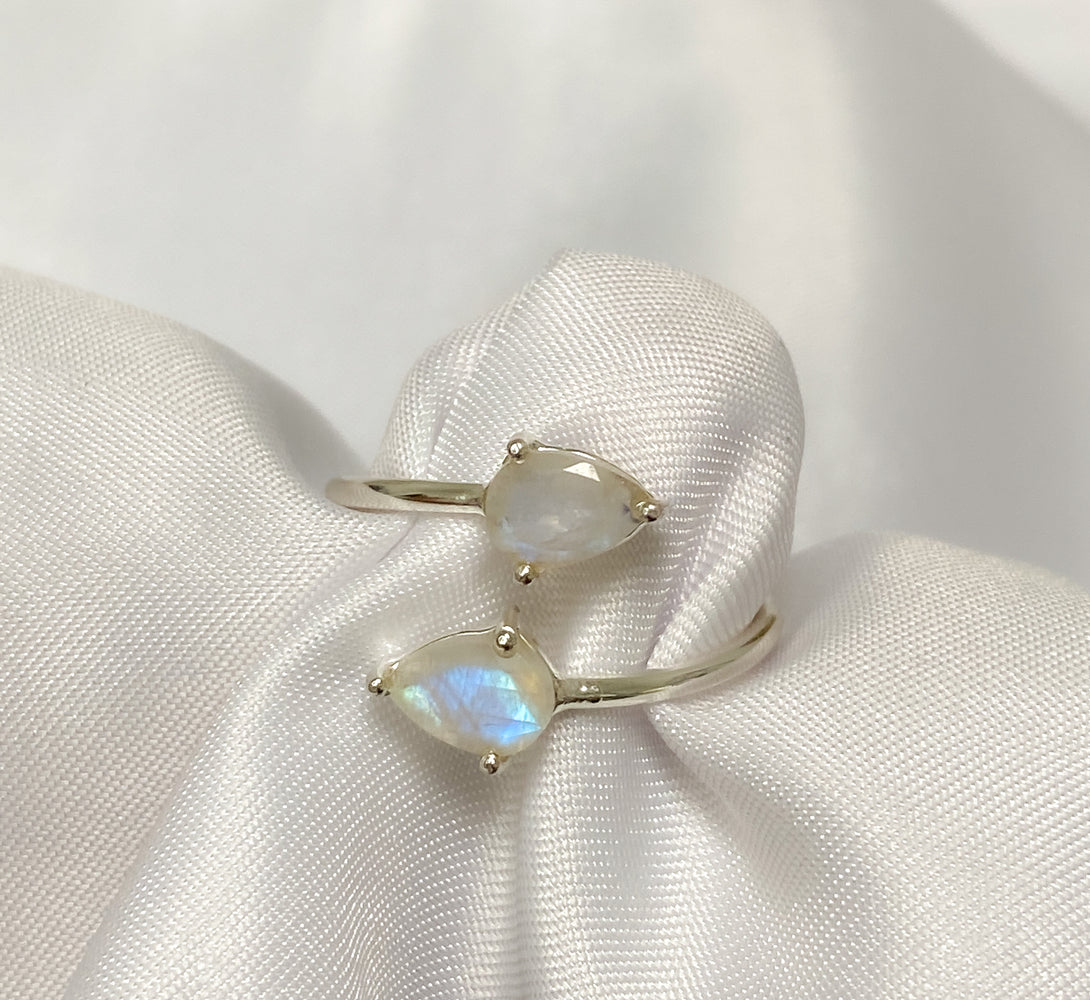 sterling silver moonstone crystal ring 
