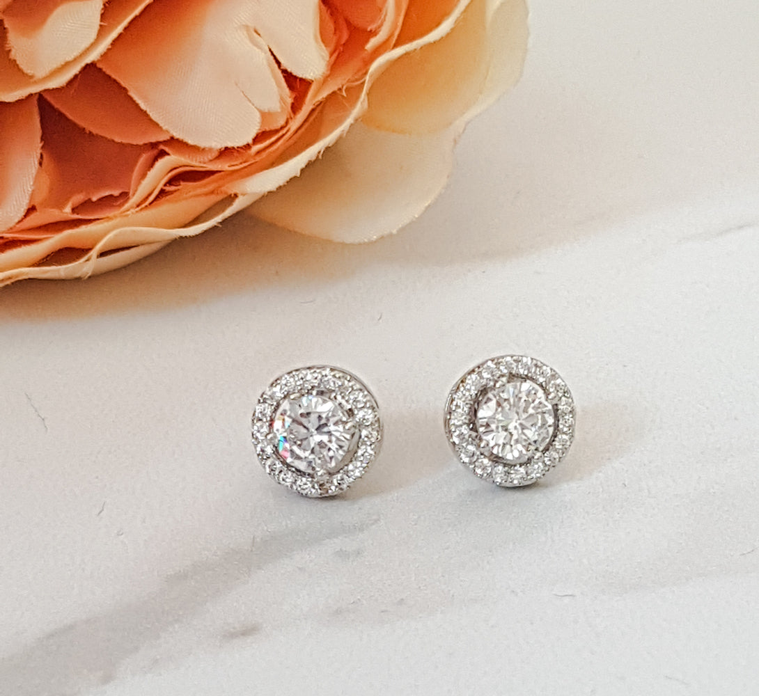 silver cubic ziconia stud earrings