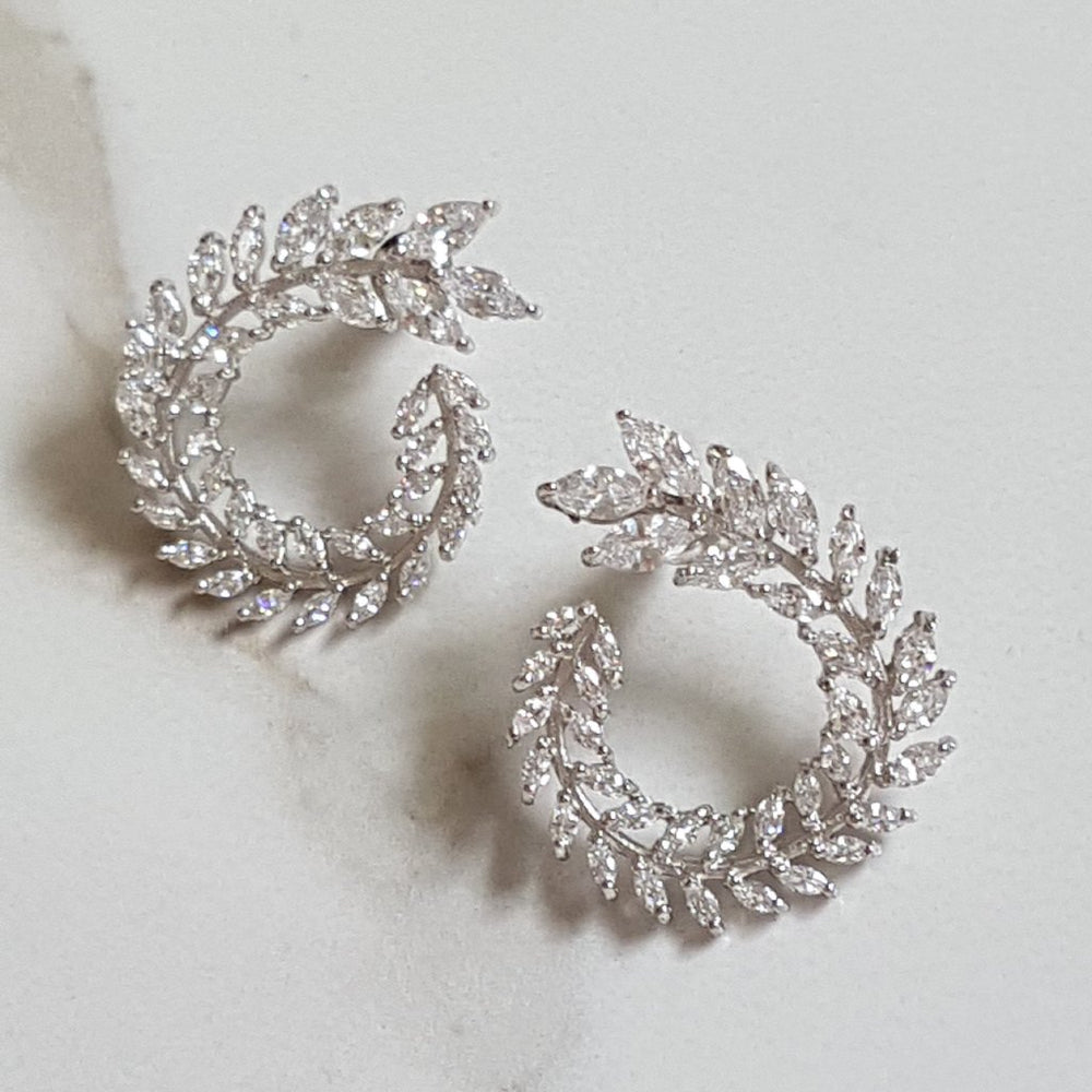 white gold crystal earrings for women