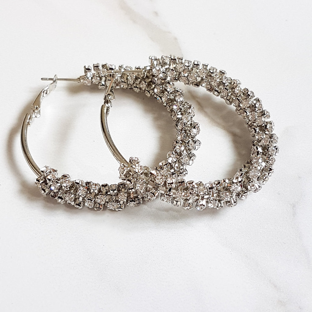 ALIA Diamonte Hoop Earrings (Gold & Silver)