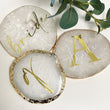 Personalised coasters for her him agate crystal gold