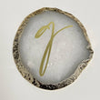 gold agate coasters with gold initials 