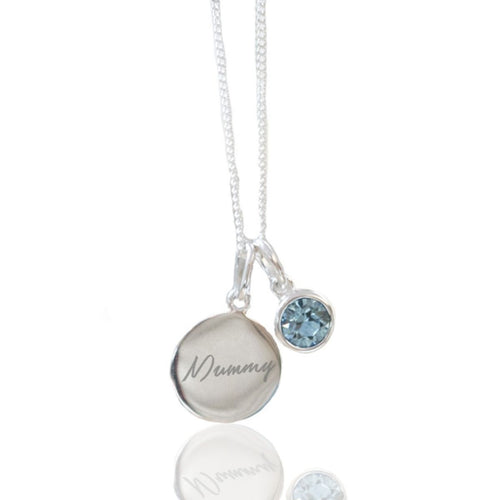 Silver Personalised Birthstone Necklace Swarovski Crystal