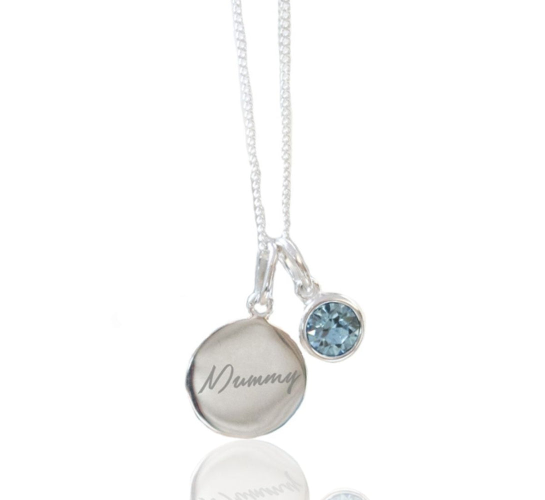 Silver Personalised Birthstone Necklace Swarovski Crystal