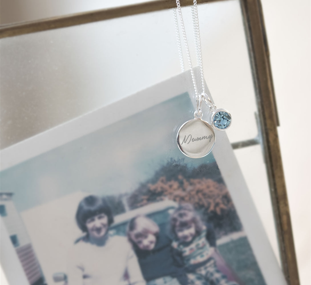 Silver Personalised Birthstone Necklace Swarovski Crystal
