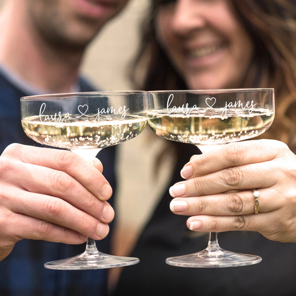 Couples Personalised Champagne Coupe Glass Set