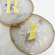 Personalised Agate Crystal Coasters with Gold Edge