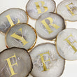 Personalised Agate Crystal Coasters with Gold Edge