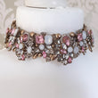 gold and pink jewel choker necklace for her. Arrives in gift box 