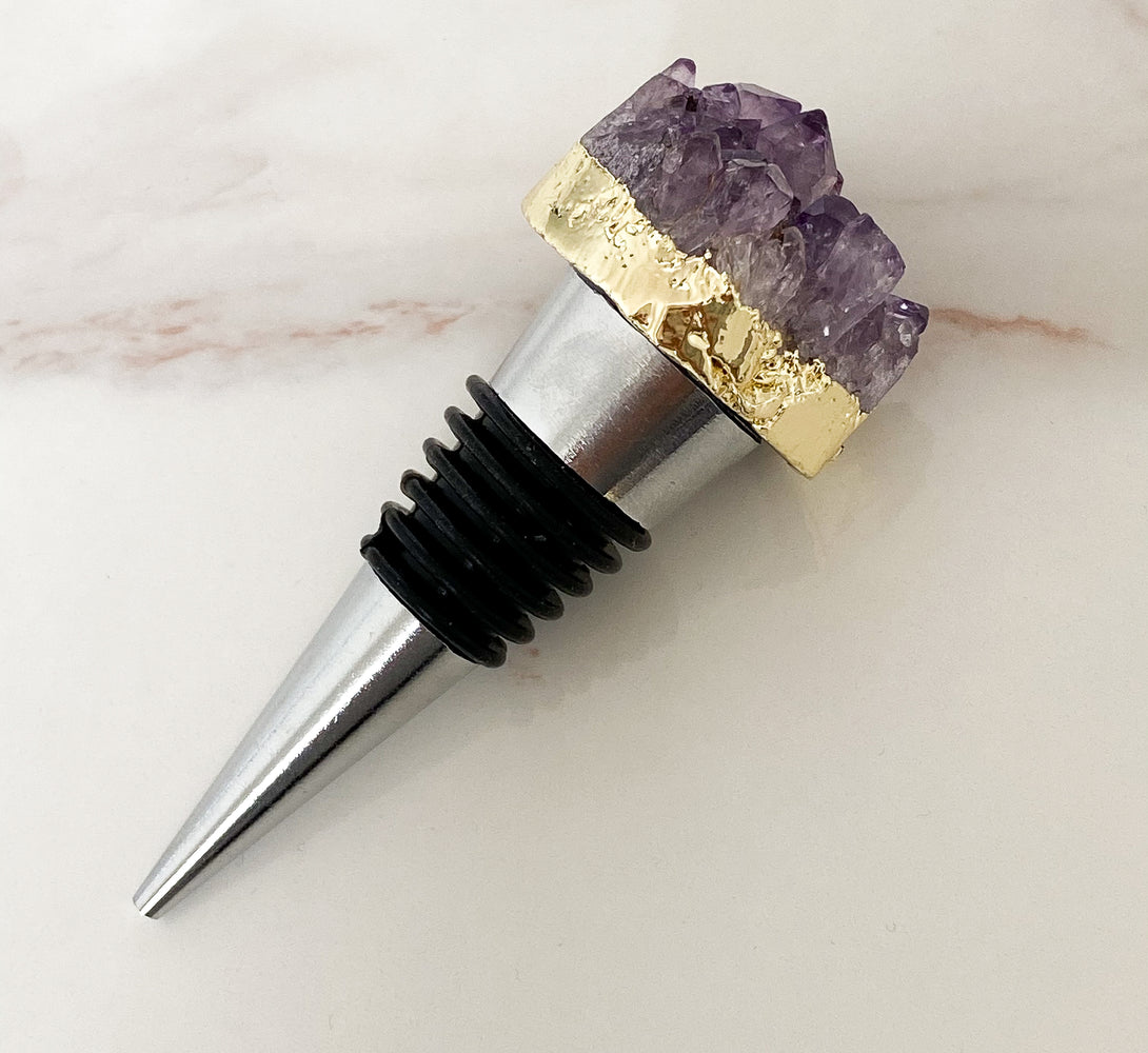 Amethyst Geode Crystal Wine Bottle Stopper - not perfect but still beautiful