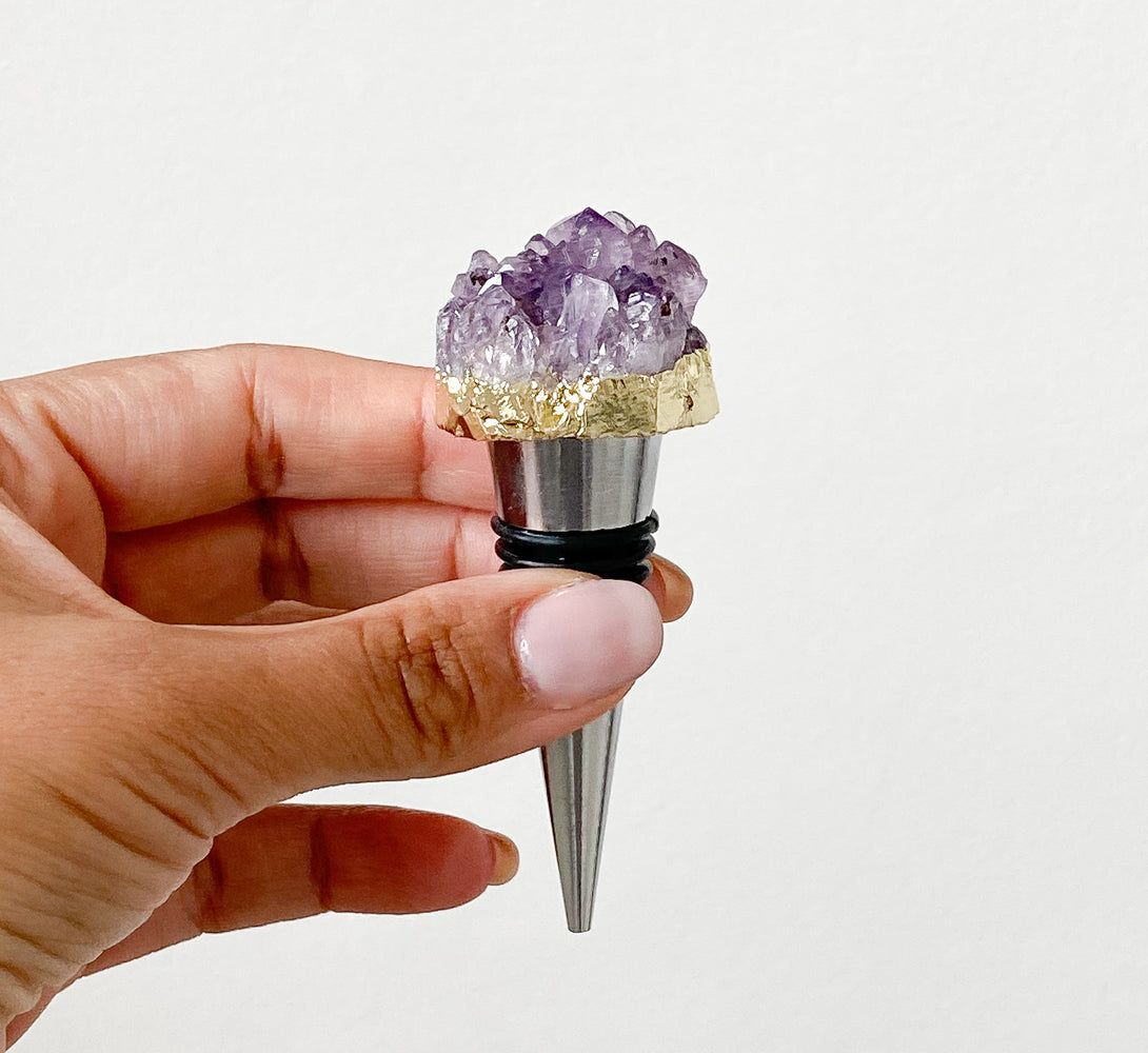 Amethyst Geode Crystal Wine Bottle Stopper - not perfect but still beautiful