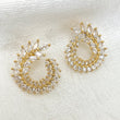 Ladies Crystal petal earrings in 18k Gold