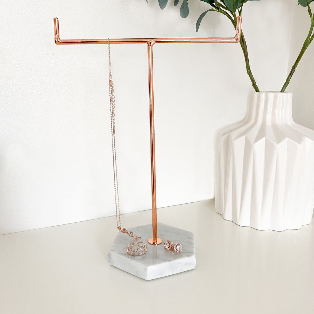 Marble & Rose Gold Jewellery Stand Jewellery Stand
