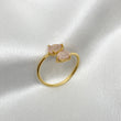 18k Gold Pink Rose Quartz Crystal Teardrop Ring