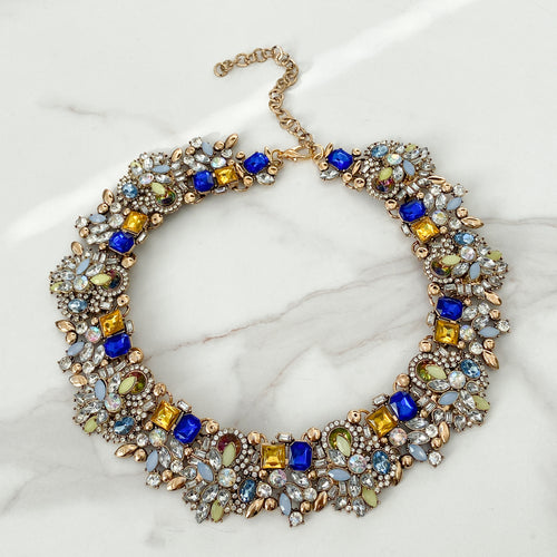Royal Blue Jewel Necklace - Not perfect but still beautiful