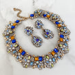 Royal Blue rhinestone statement necklace and earring set