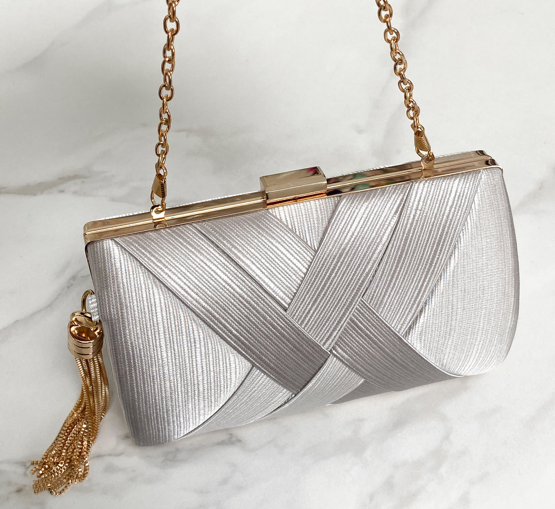 Luxury Silver Tassel Clutch Bag Chain Bag