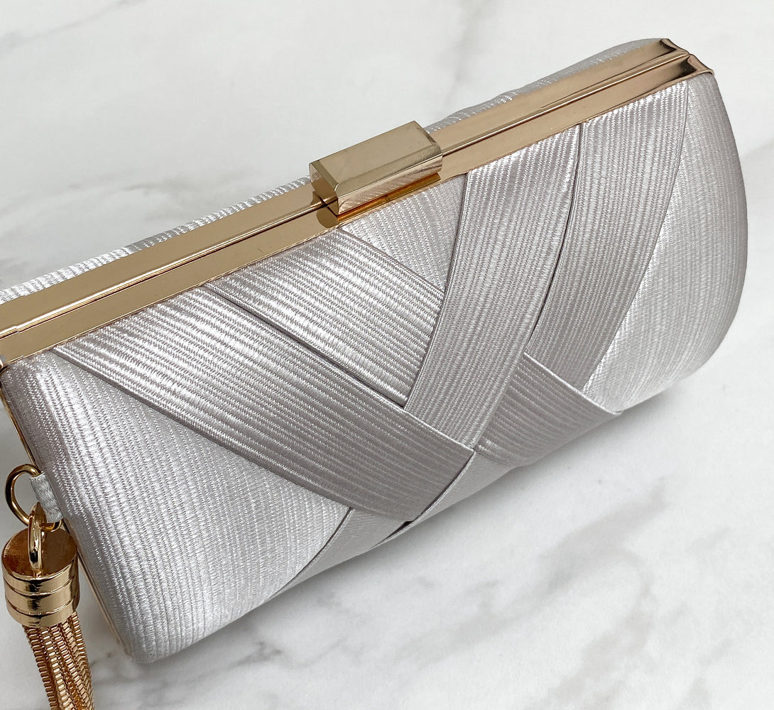 HARPER Silver Tassel Clutch Bag