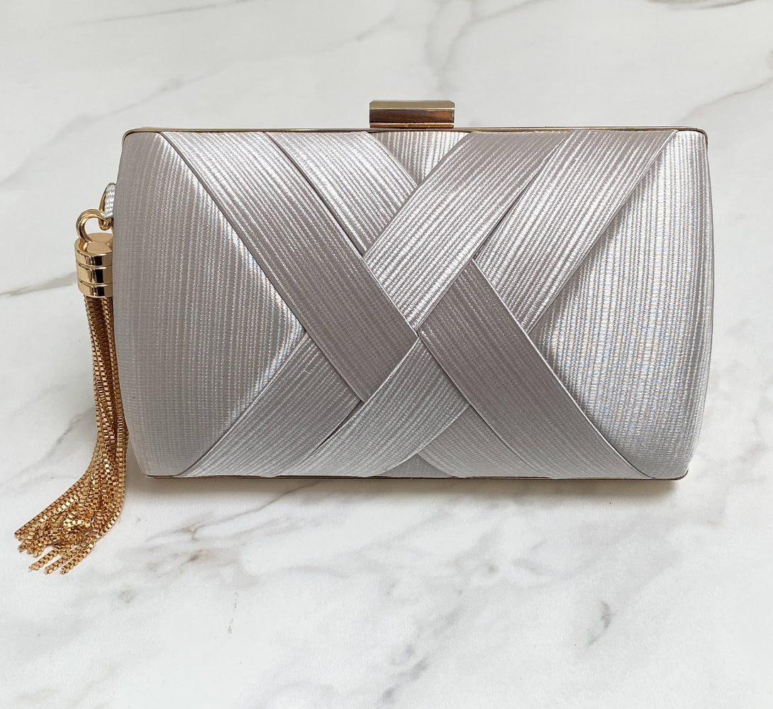 HARPER Silver Tassel Clutch Bag