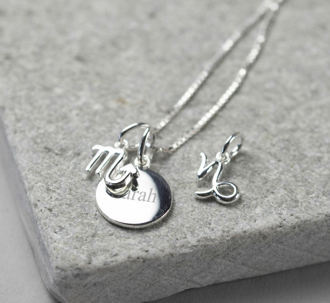 Sterling Silver Personalised Star Sign Pendant