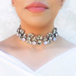 Women's white rhinestone choker necklace