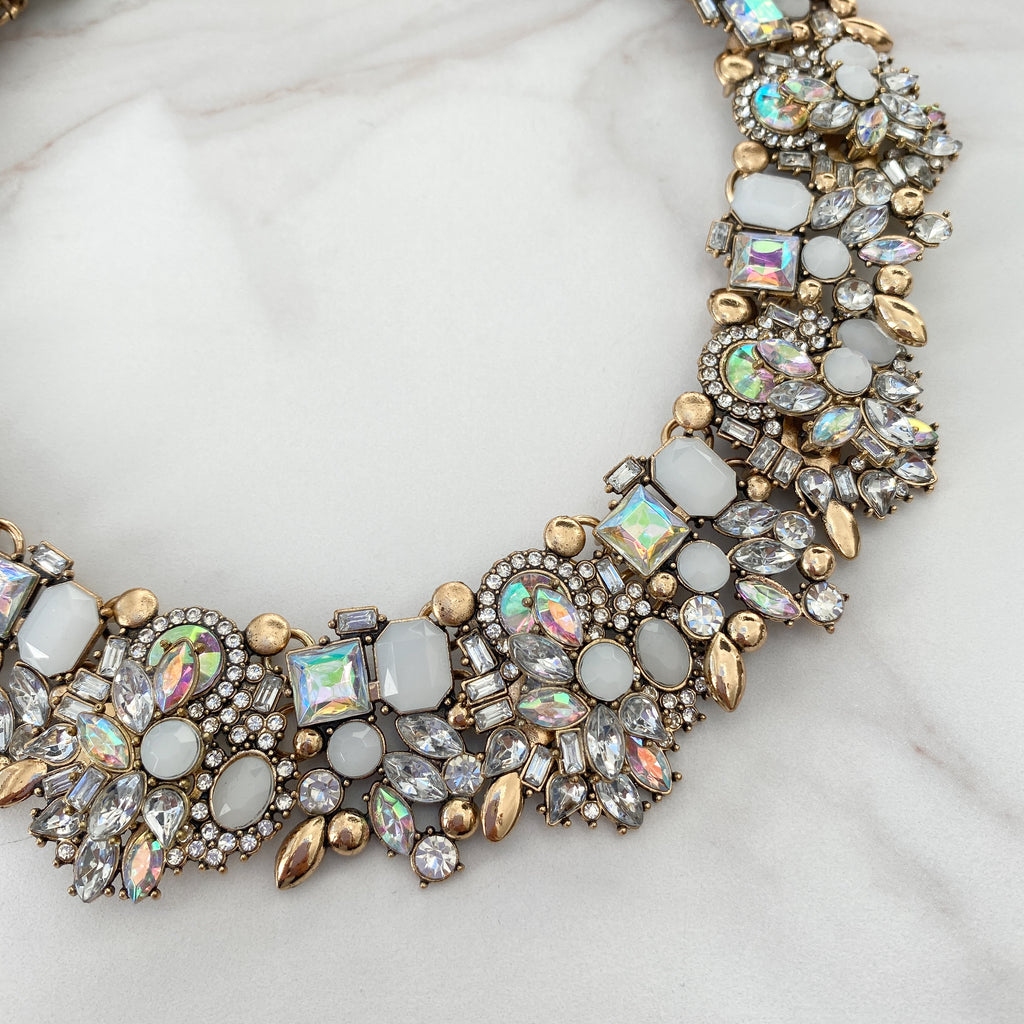 White & Gold Statement Necklace | Jewels by House of Aria