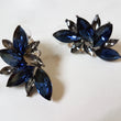 ADE Blue / Black Rhinestone Petal Earrings