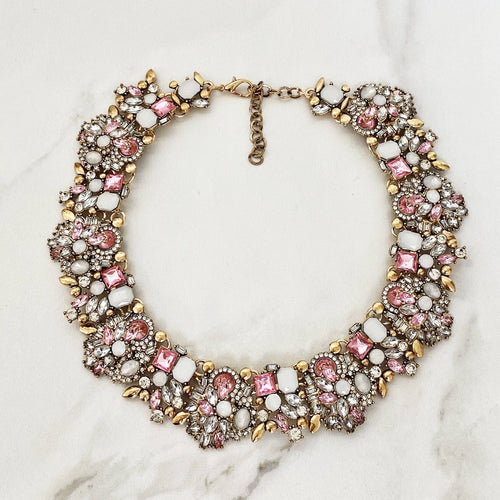Pink and Gold Statement Necklace for Her