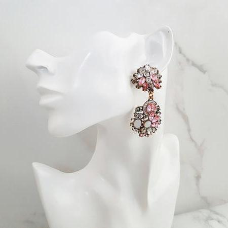 ALISSA Pink Rhinestone Earrings