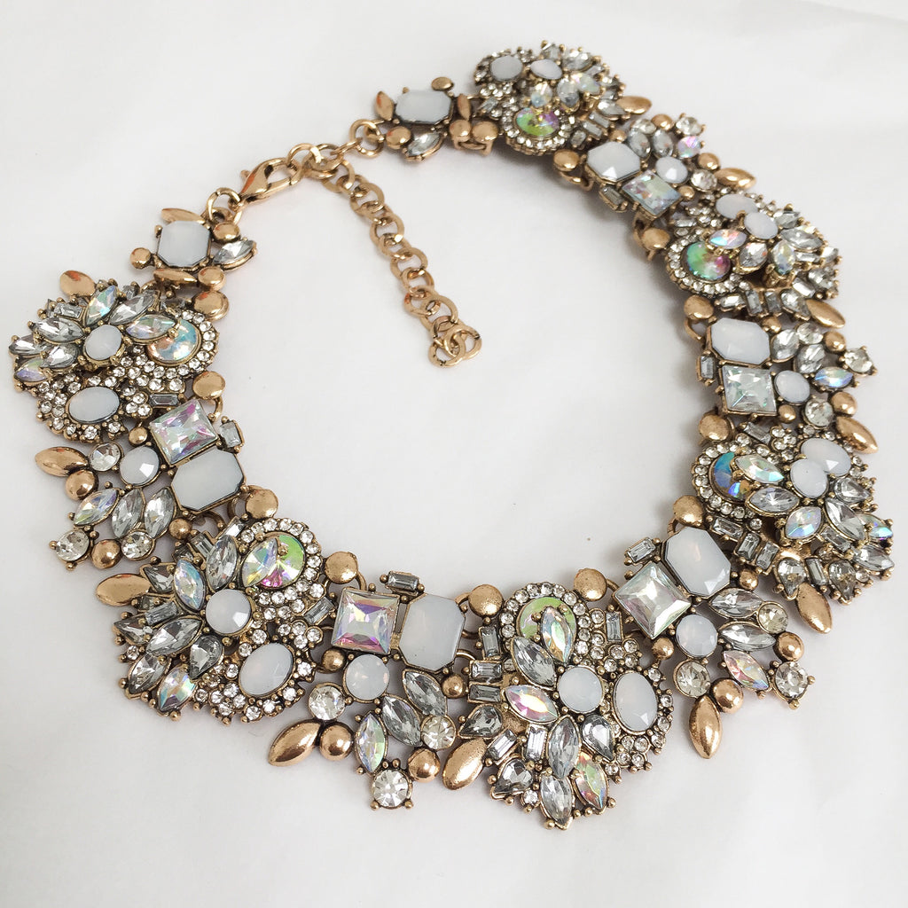AYVA White & Gold Luxury Rhinestone Choker | Jewels by House of Aria