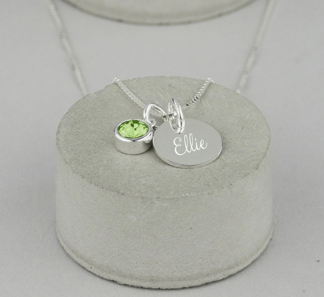 Silver Personalised Birthstone Necklace Swarovski Crystal