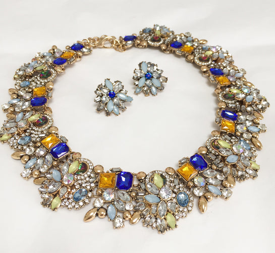 AVAANI Royal Blue Rhinestone Necklace | Jewels by House of Aria