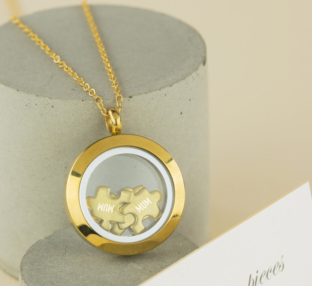 I love you to pieces Jigsaw Gold Personalised Necklace