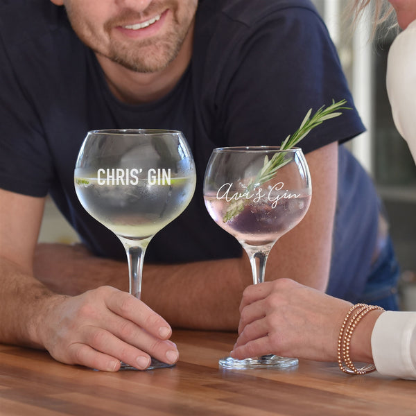 His & Hers Engraved Gin Glasses