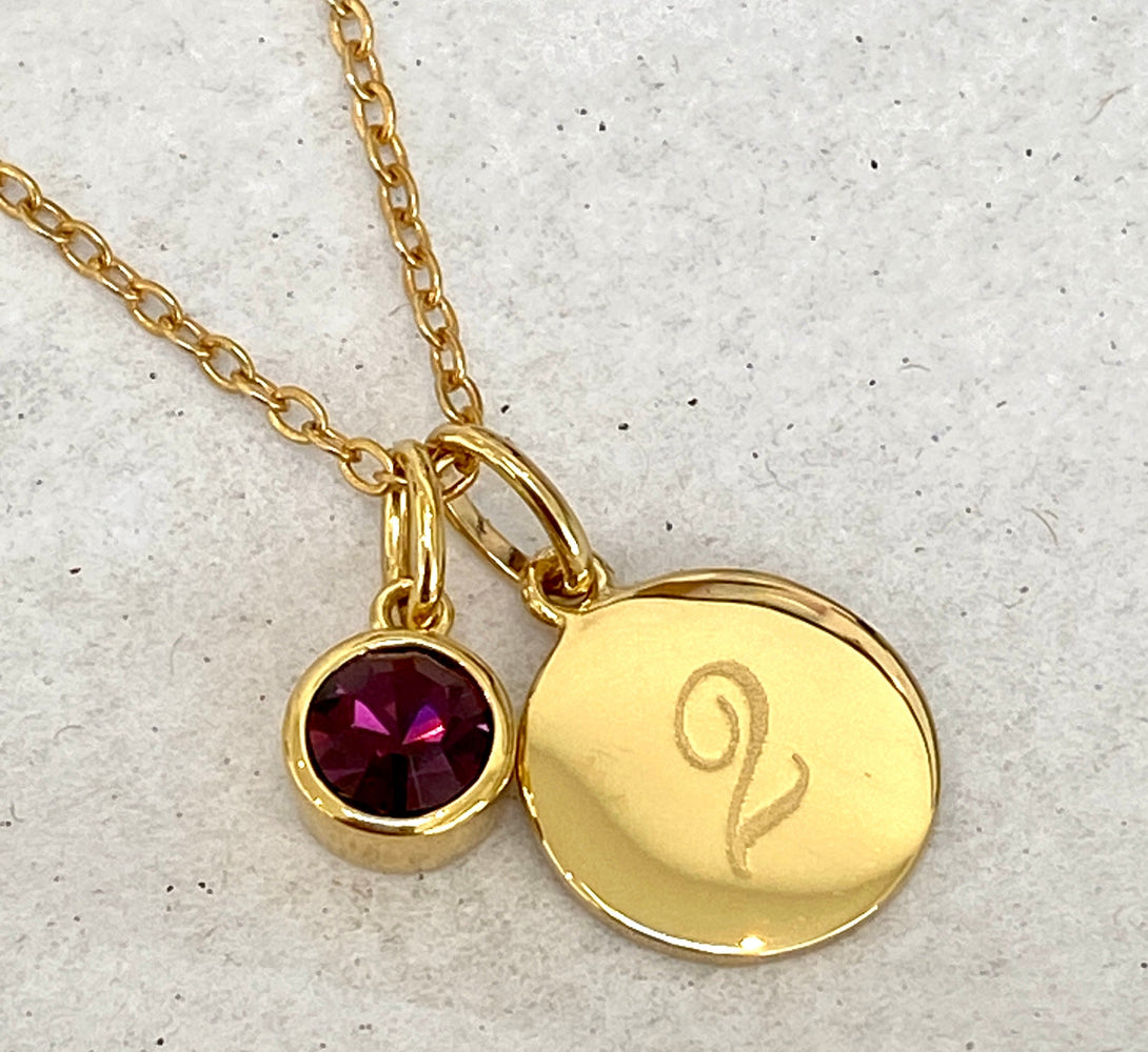 Personalised birthstone gold pendant 