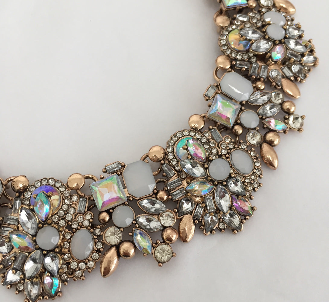 AYVA White & Iridescent Statement Necklace