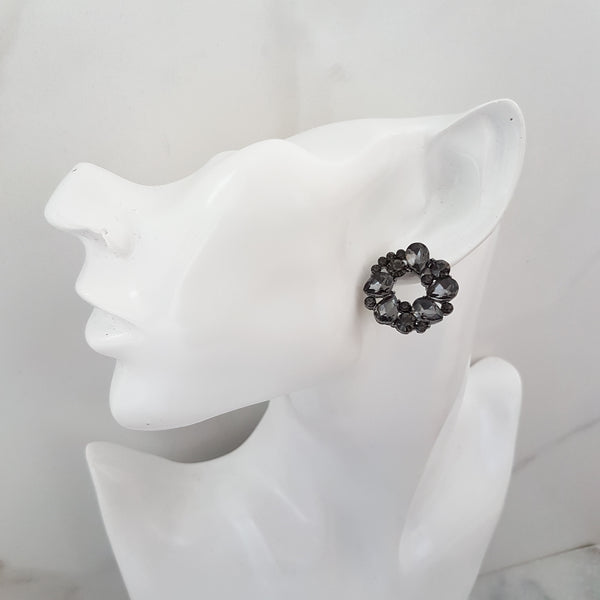 JADA Grey Rhinestone Stud Earrings