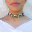 white and gold jewel statement choker