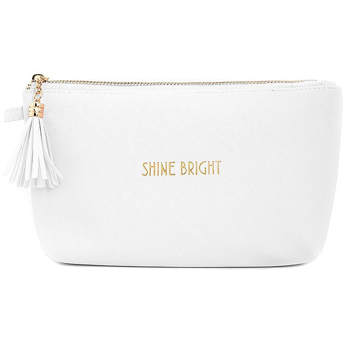 White & Gold Shine Bright Cosmetics Bag