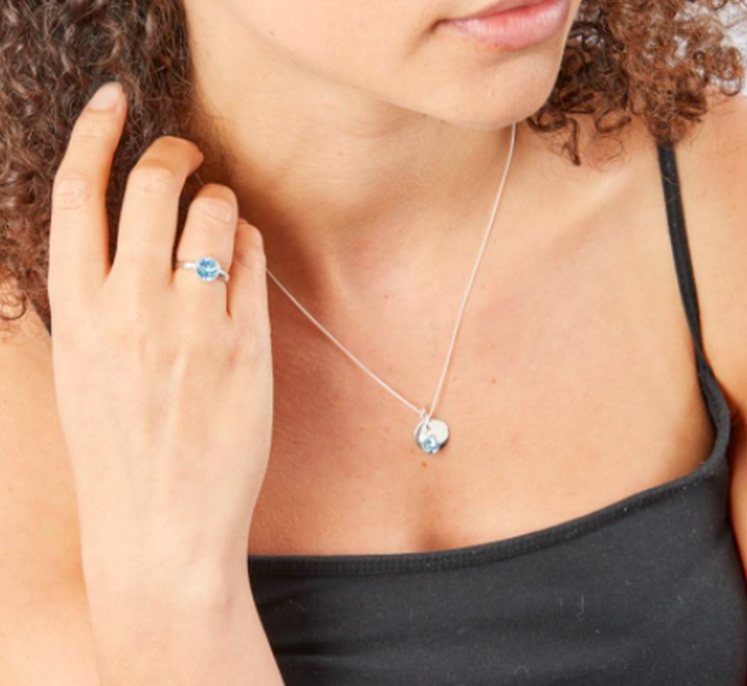 Silver Personalised Birthstone Necklace Swarovski Crystal