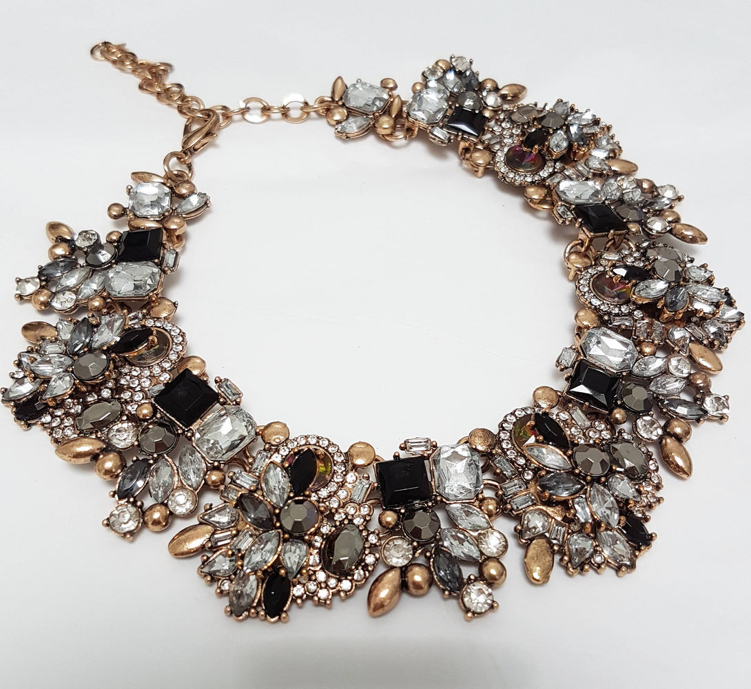 black gold rhinestone choker necklace, statement necklaces and accessories