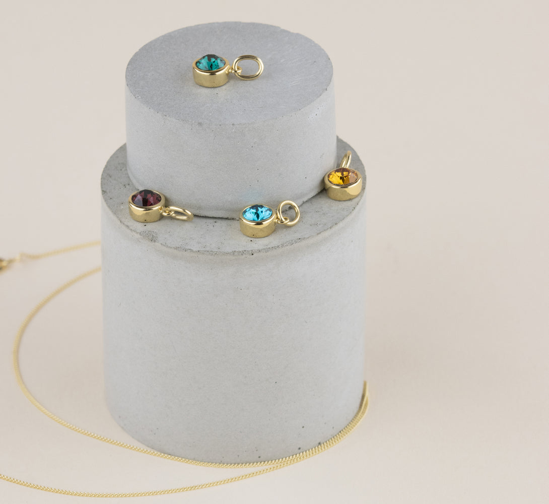 Swarovski birthstone gold necklace