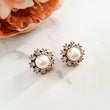 womens gold and pearl stud earrings for evening wear
