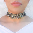 gunmetal grey statement rhinestone choker