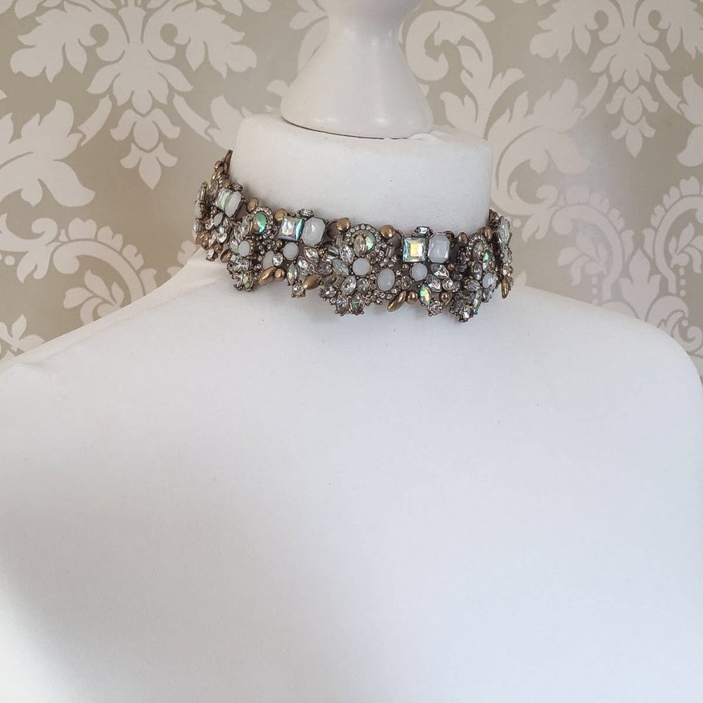 white rhinestone choker for women