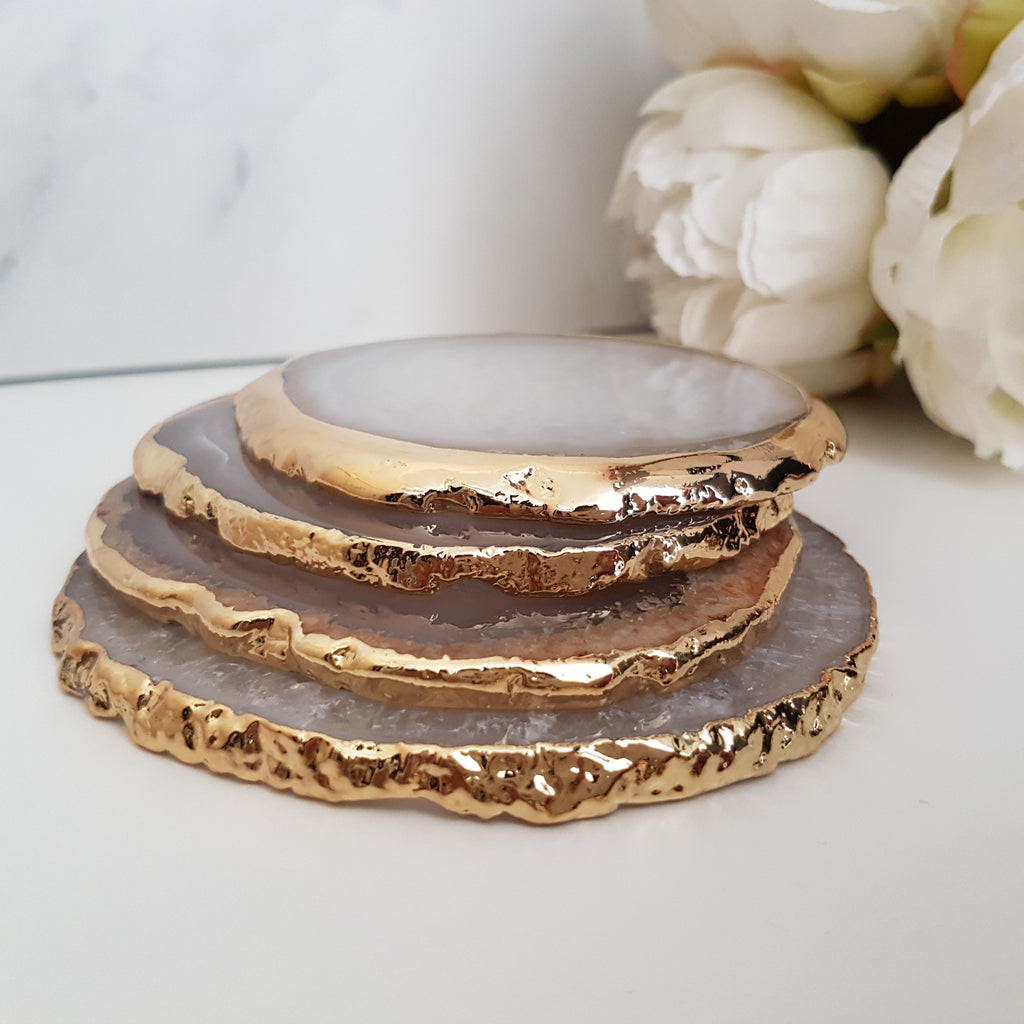 Agate Crystal Coasters Gold Edge House of Aria