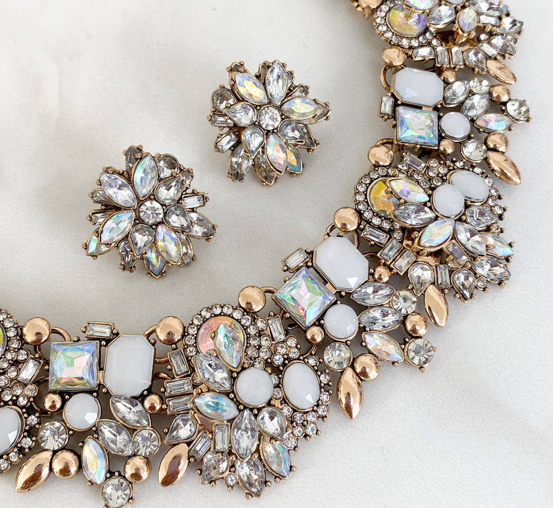 iridescent gold statement necklace jewellery set