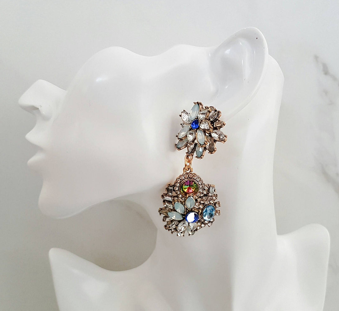 royal blue big earrings for her, a wedding or bridal jewellery
